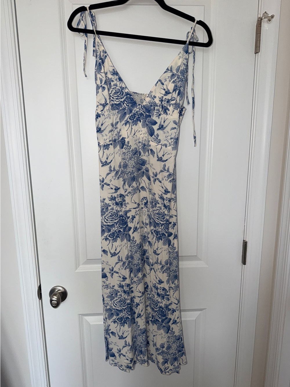 Reformation Blue Floral Slip Midi Dress - Picture 2 of 6